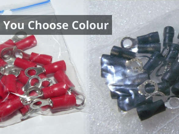 (20 of) Insulated Ring Terminal Crimp - Up To M4 (4mm) Screw/Bolt