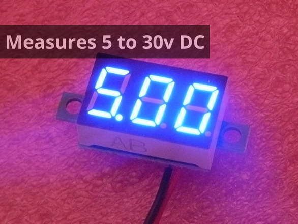 Voltmeter 5-30V, 2 Decimal Places, Blue
