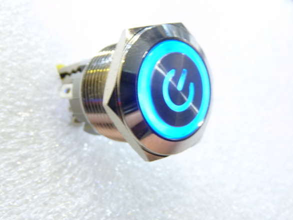 Large Led Flush Metal Push Button, 19mm Hole, Various Styles Available, SPDT