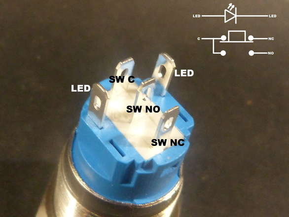 Large Led Flush Metal Push Button, 19mm Hole, Various Styles Available, SPDT