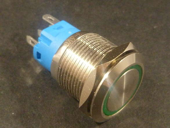 Large Led Flush Metal Push Button, 19mm Hole, Various Styles Available, SPDT