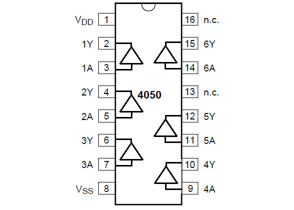 4050 Non Inverting Hex Buffer IC - CD4050BE CD4050