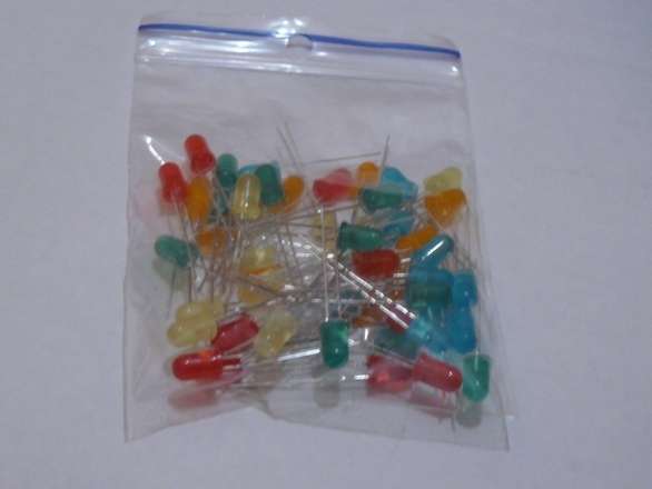 50 LEDs (10 each R, G, B, Y, O), 5mm Diffuse Assortment