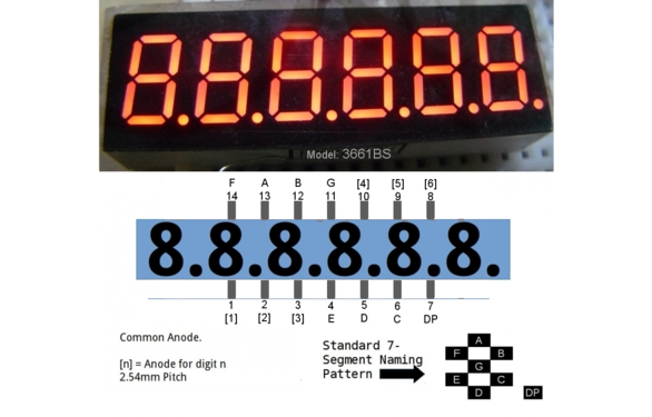Small 6 Digit 7 Segment Display with Decimals
