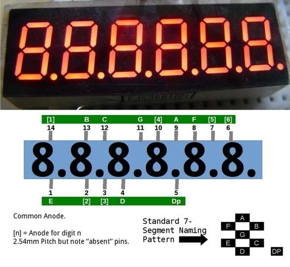 Small 6 Digit 7 Segment Display with Decimals