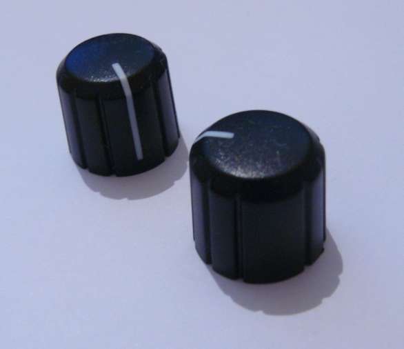 (2 of) Black with White Potentiometer Knob - 15mm
