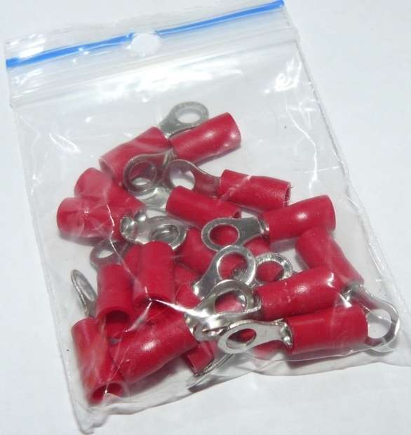 (20 of) Insulated Ring Terminal Crimp - Up To M4 (4mm) Screw/Bolt