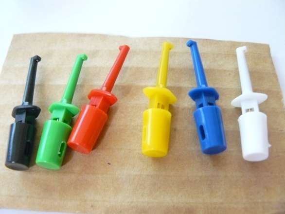 Small Test Clips Plunger Style Hook Grabbers) - Pack of 6