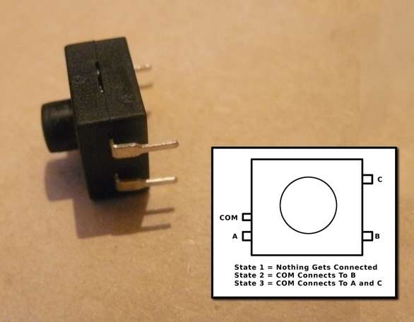 Three State Toggle Button Switch For Example Suit DIY Torch Flashlight