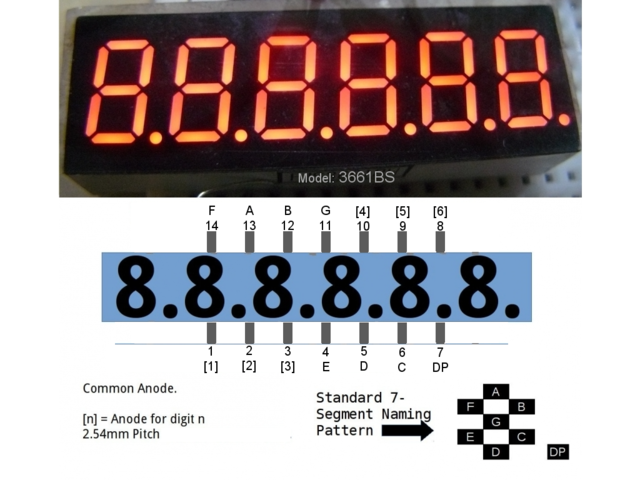 Small 6 Digit 7 Segment Display with Decimals