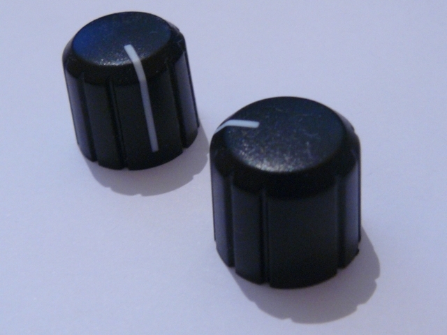 (2 of) Black with White Potentiometer Knob - 15mm