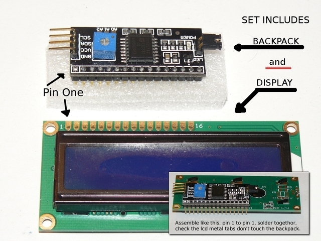 16x2 1602 LCD with I2C Backpack For Arduino etc..