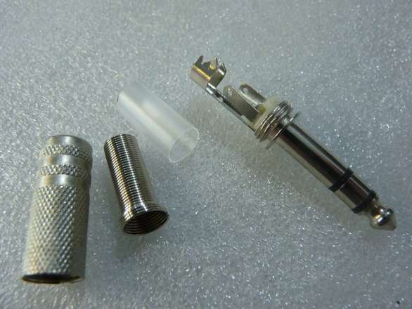 1/4" (6.35mm, 6.5mm) Stereo Audio TRS Headphone Plug Metal With Strain Relief