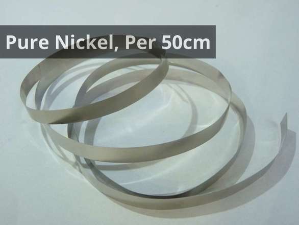 Pure Nickel Strip 8mm Wide, Per 50cm - Verified Not Plated!