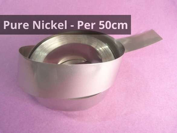 Pure Nickel Strip 20mm Wide, Per 50cm - Verified Not Plated!