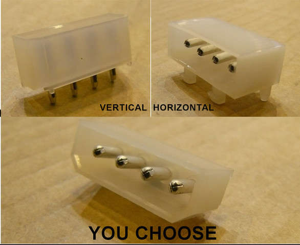 "Molex" Type Power Connector PCB Mount, You Choose Vertical or Horizontal