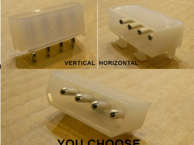 "Molex" Type Power Connector PCB Mount, You Choose Vertical or Horizontal