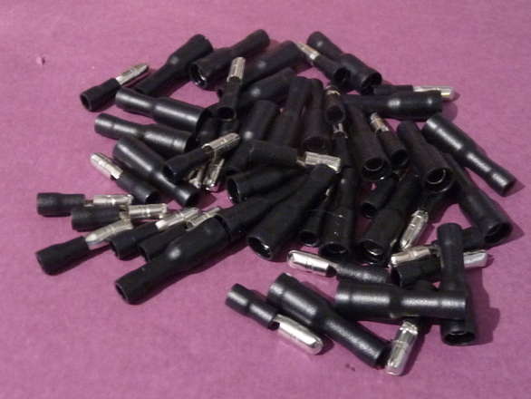 25 Pairs Black Insulated Bullet Crimp Connectors