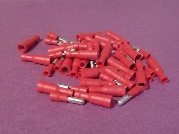 25 Pairs Red Insulated Bullet Crimp Connectors