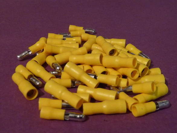 25 Pairs Yellow Insulated Bullet Crimp Connectors