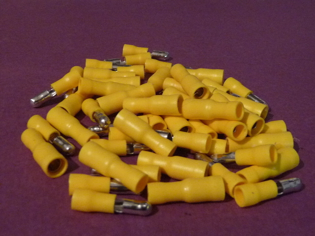 25 Pairs Yellow Insulated Bullet Crimp Connectors