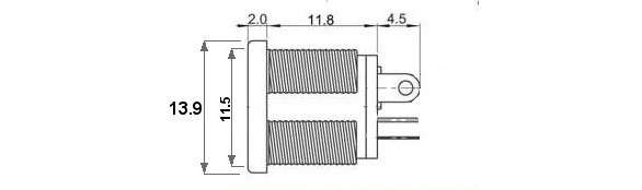 DC Power Socket 5.5/2.1mm Panel Mount