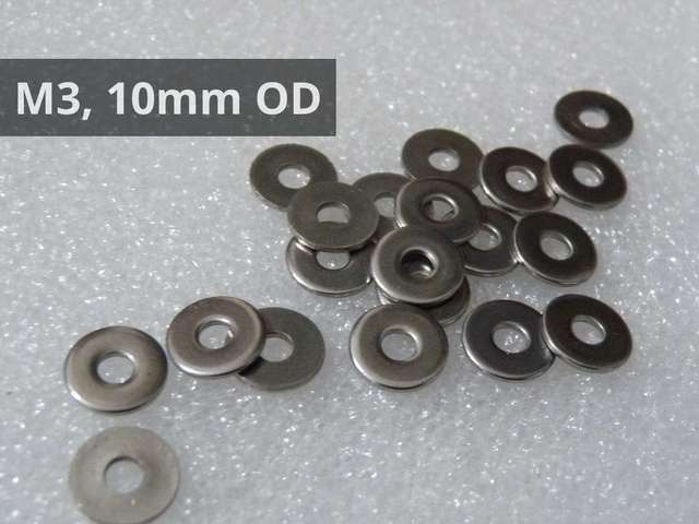 Flat 10mm OD (20 Per Pack) M3 Washers - You Choose Type/Size