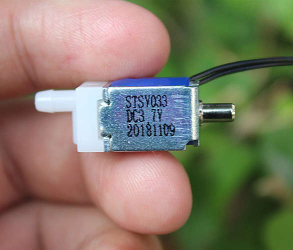 Mini Solenoid Air Valve, 3.7 Volts, Normally Open With Bypass Vent