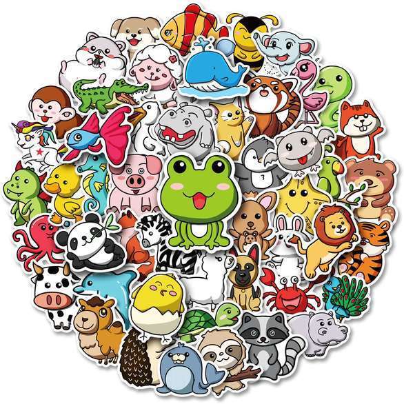 50 Stickers - Cute Illustrated Animals Set #1