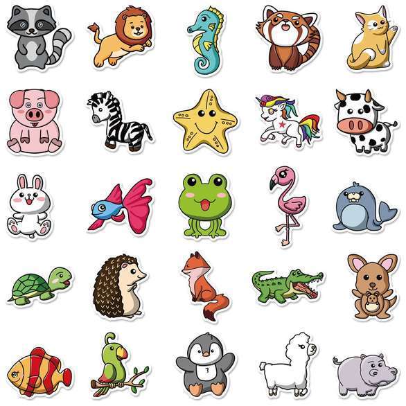 50 Stickers - Cute Illustrated Animals Set #1