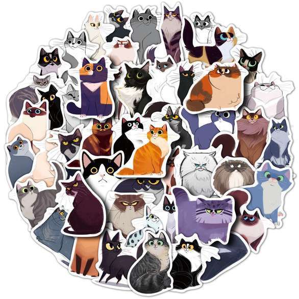 50 Stickers - Illustrated Cats