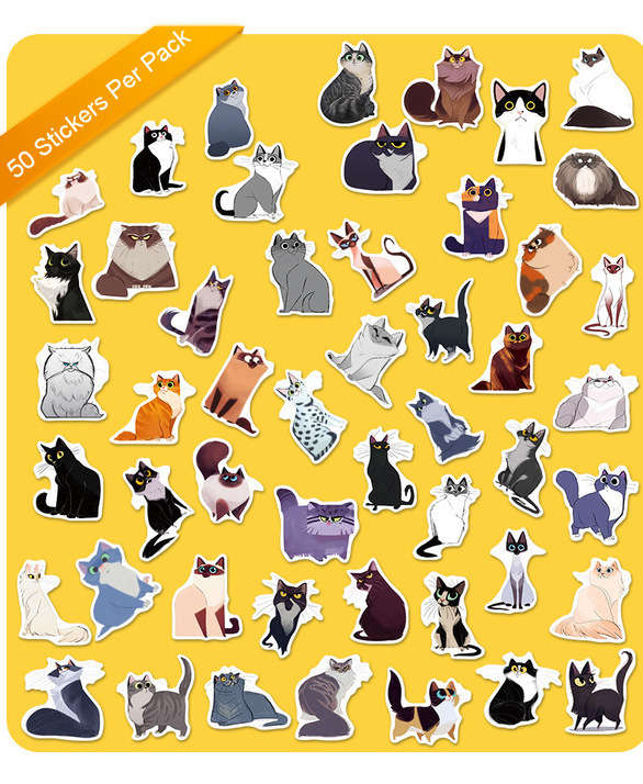 50 Stickers - Illustrated Cats