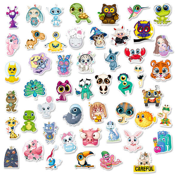 50 Stickers - Cutsey Big Eyed Creatures