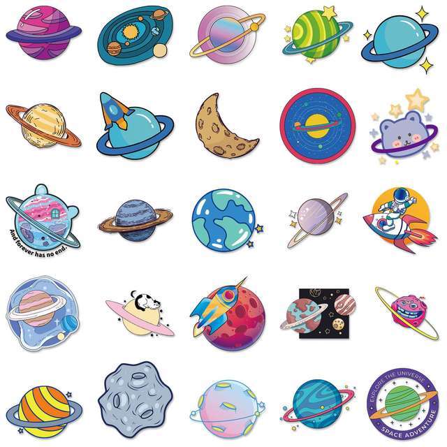 50 Stickers - Illustrated Planets - Buy Online From Christchurch New ...