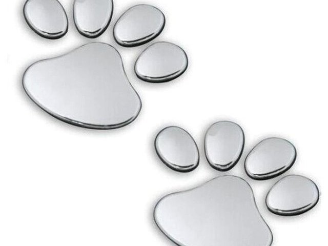 Mirror Reflective Paw Sticker 3D Silver Colour Sticker Decal - One Pair Two Paws
