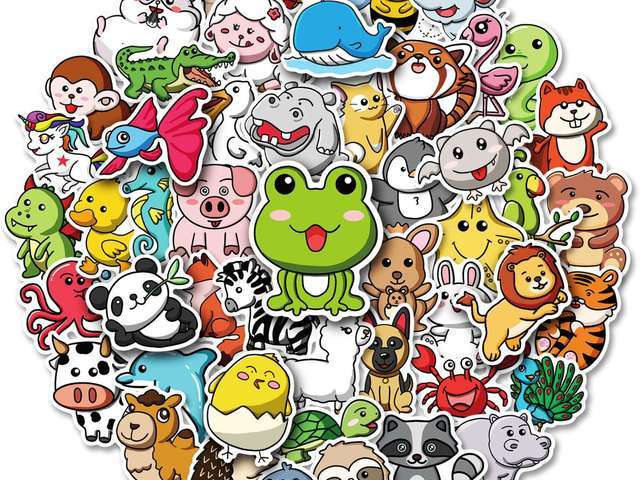 50 Stickers - Cute Illustrated Animals Set #1