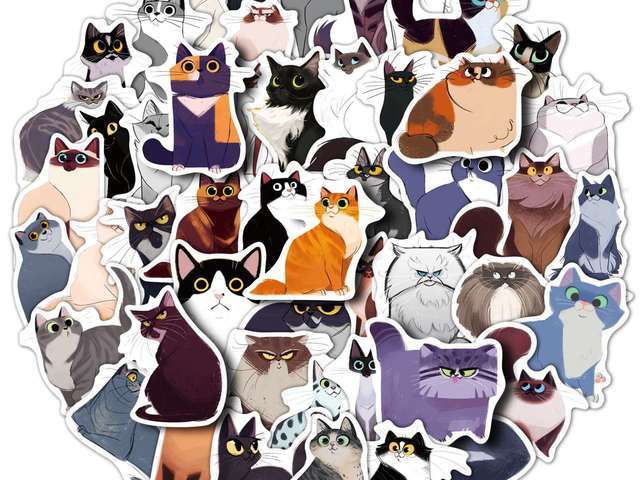 50 Stickers - Illustrated Cats