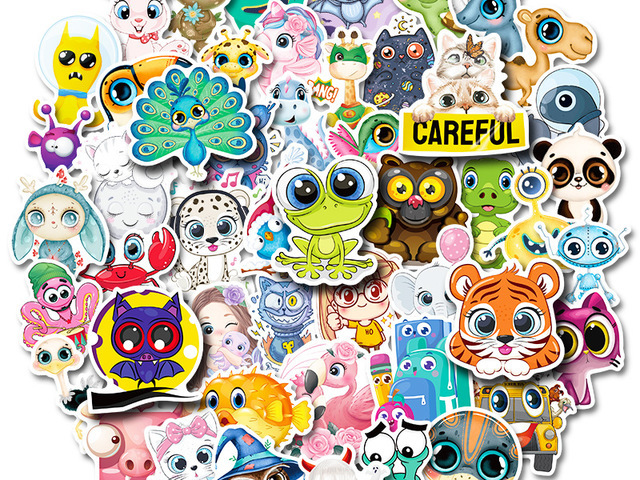 50 Stickers - Cutsey Big Eyed Creatures
