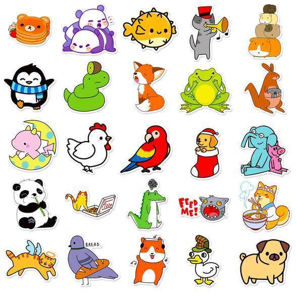 50 Stickers - Cute Illustrated Animals Set #2