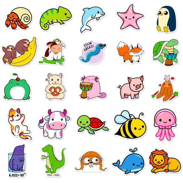 50 Stickers - Cute Illustrated Animals Set #2