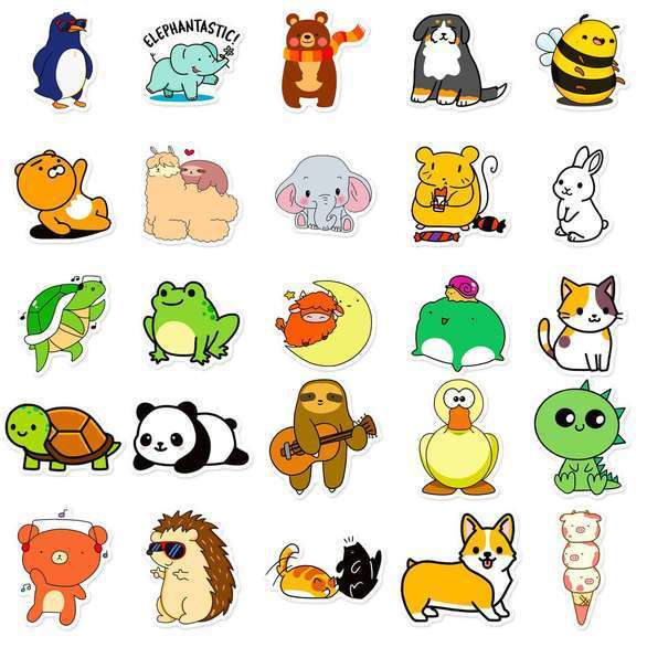 50 Stickers - Cute Illustrated Animals Set #3