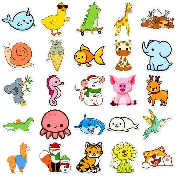 50 Stickers - Cute Illustrated Animals Set #3