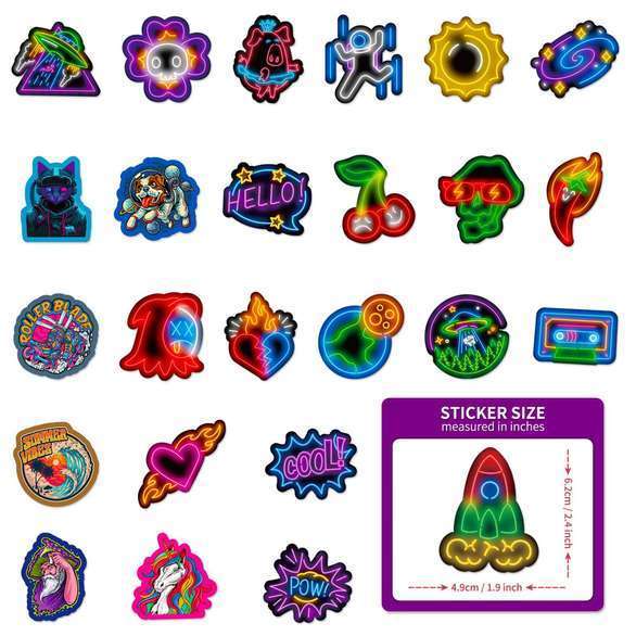 50 Stickers - Neon Signs