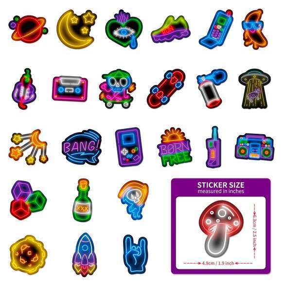 50 Stickers - Neon Signs