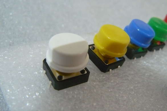 Tact Switch Through Hole With Button Cap - You Choose Colour/Style - 12mm