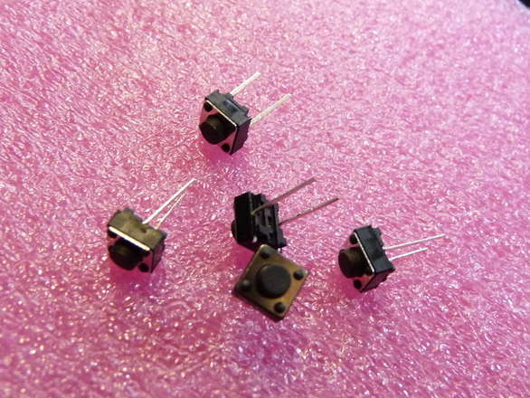 (5 of) Tact Switch Push Button, 6x6mm, 2 Leg Breadboard Friendly