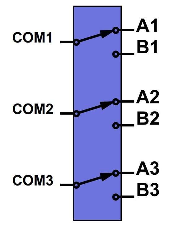 3PDT Latching Foot / Stomp / Pedal Switch (A-B, times 3)