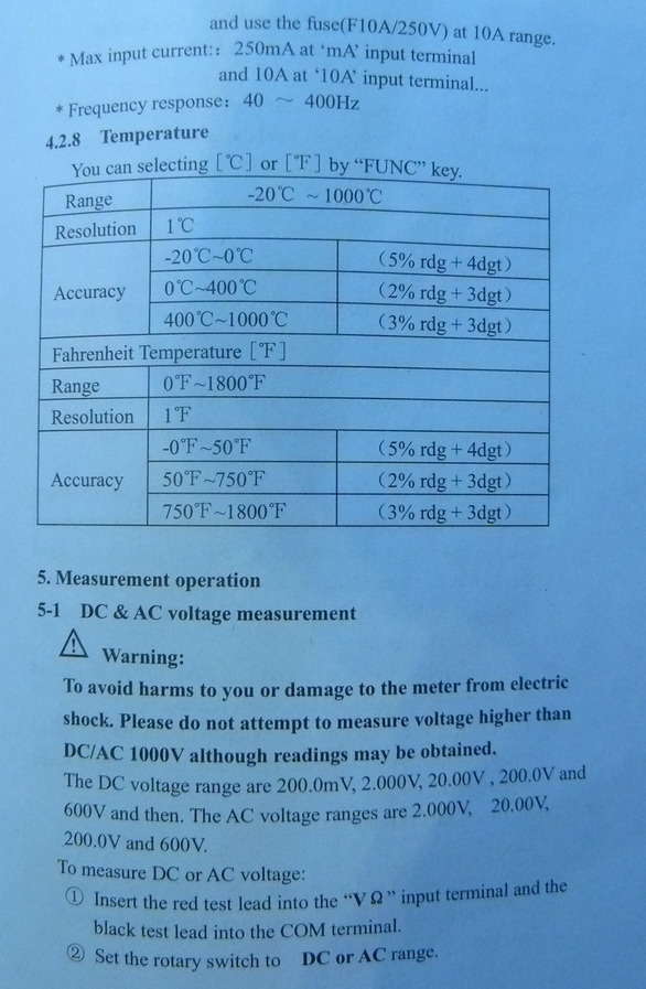 Autorange Multimeter with Temp and Backlight