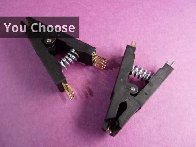 SOP/SOIC  Test Clip, Offset Pins To Fit Dupont Wires, Choose 8 or 16 Pin
