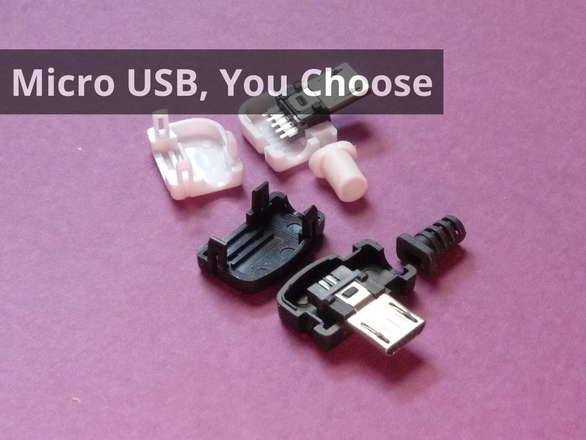 USB Micro-B Male Plug Solderable Right Angle